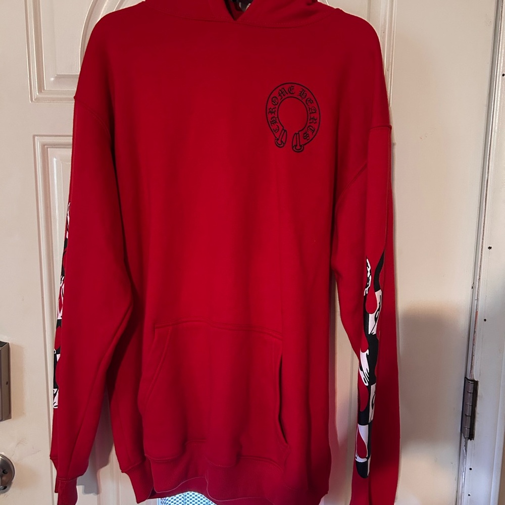 Chrome Hearts Red Hoodie with Graphic Design